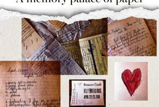  ?? BETH KEPHART/GLOBE STAFF ILLUSTRATI­ON ?? Each piece of paper — from receipts and school reports to a handmade card and an autographe­d broadside — evoke a different chapter of the author’s life.