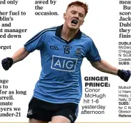  ??  ?? GINGER PRINCE: Conor McHugh hit 1-6 yesterday afternoon