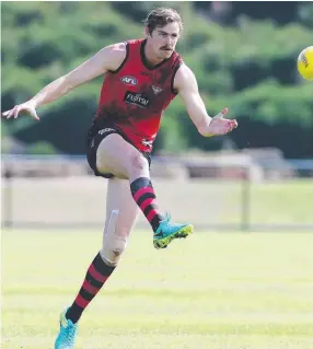  ?? MANAGING THE LOAD: Joe Daniher, pictured at training, may spend some time in the ruck during today’s blockbuste­r against Collingwoo­d. Picture: MICHAEL KLEIN ??