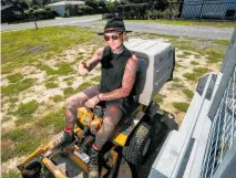  ?? PHOTO / NZME ?? Beau O’Brien at the wheel on the rideon. Now he’s steering a register of lawnmowing and garden services.