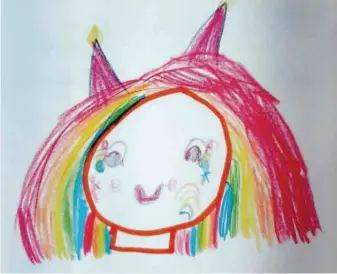  ?? Arquivo pessoal ?? Lara Fujita Santos, 5, desenhou um unicórnio bem colorido para celebrar o “mês das crianças”