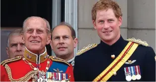  ??  ?? Together: Philip and Harry on the Buckingham Palace balcony in 2014