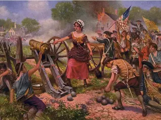  ??  ?? 美国独立战争中，妇女也参加战斗
