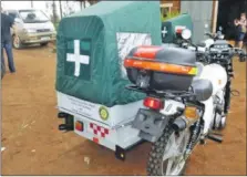  ??  ?? Oban Rotary Club’s eRanger motorbike ambulance in Uganda.