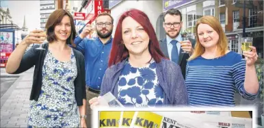  ??  ?? The award-winning Kent Messenger news team Mary Graham, Ed McConnell, editor Denise Eaton, David Gazet and Gemma Constable will be bringing you news a day earlier next week