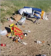  ??  ?? Some of the shocking scenes in the wake of beach parties in Beale Strand north of Ballybunio­n.