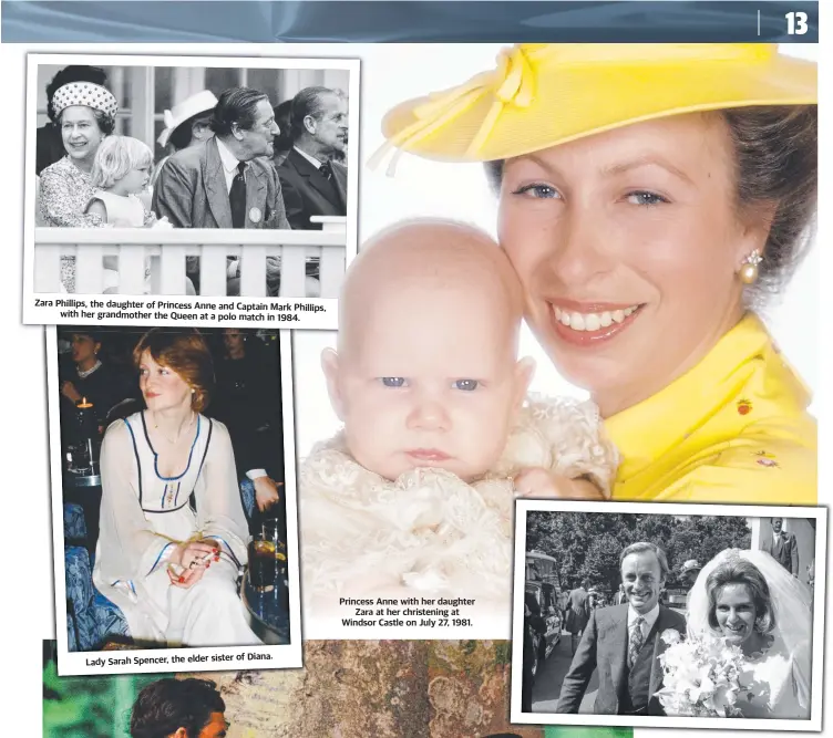  ?? ?? Princess Anne with her daughter Zara at her christenin­g at Windsor Castle on July 27, 1981.