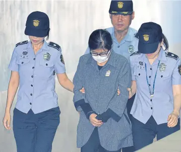  ??  ?? Choi Soon-sil, the woman at the centre of the South Korean political scandal, arrives at a court in Seoul yesterday.