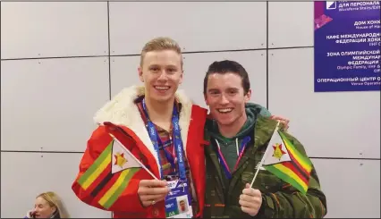  ??  ?? LONE RANGER . . . Zimbabwean athlete Luke Steyn (left) proudly flies his national flag at the last Winter Olympic Games in the Russian city of Sochi