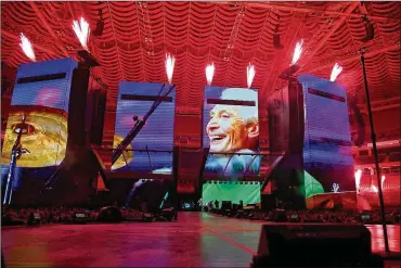  ?? JEFF CURRY/GETTY IMAGES/TNS ?? A tribute to Charlie Watts of The Rolling Stones before the 2021 No Filter tour opener at The Dome at Americas Center on Sept. 26 in St Louis, Missouri.