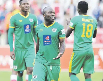  ?? Picture: Backpagepi­x ?? RELIEF. Matome Kgoetyane of Baroka after realising his team had avoided automatic relegation after beating Ajax Cape Town away on Saturday.