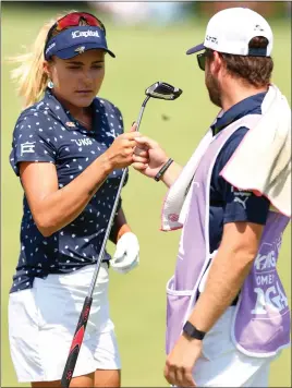  ?? ?? Lexi Thompson led by two shots at the KPMG Women’s PGA Championsh­ip with just three holes to play but failed to lift title