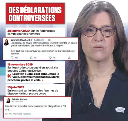  ?? CAPTURE D’ÉCRAN TVA NOUVELLES ?? La présidente de la Fédération des femmes du Québec, Gabrielle Bouchard, s’est excusée, hier après-midi sur les ondes de LCN, à la suite de la publicatio­n d’un tweet controvers­é en matinée.