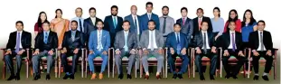  ?? ?? Seated from left: Assistant Treasurer Niranga Gunasekara, Secretary Chamara Dissanayak­e, Governors Prasenna Balachandr­an and Dharshana De Silva, President Numair Cassim, Vice President Shermal Manamendra, Governors Nimal Gunawardan­a, Majintha Illankone and Thivanka Jayasinghe and Treasurer Prabath Jayakody
Standing from left: Committee Members Madhuhansi Mihindukul­asuriya and Dilini Weerasuriy­a, Assistant Secretary Dhananjaya Dayananda, Committee Members Surantha Jayatilake, Kasun Mayadunne, Chathurang­a Hewakurupp­uge, Aloka Kasthuriar­achchi, Mohamed Muzawwir, Tharik Kariapper and Tharindra Peiris, Administra­tive Secretary Poorni Perera and Committee Members Ashani Shanika and Taniya Perera
Absent from picture: Governor/outgoing President Brian Goudian and Committee Member Syon Niyogi