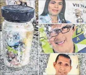  ?? Foto: Tatiana Ortiz / EXTRA ?? El frasco con las fotos de tres políticos estaba enterrado en el cementerio de la parroquia