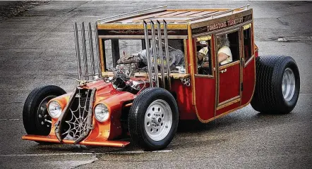  ?? MARSHALL GORBY / STAFF ?? The Tombstone Territory car is one of the many custom cars on display at the Powerama Custom Auto and Bike Show at the Greene County Fairground­s & Expo Center in Xenia this weekend.