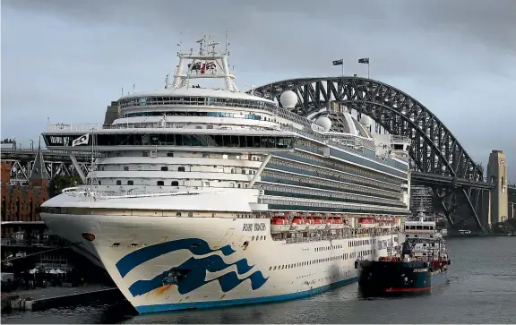  ??  ?? Recent reports suggest that when the Ruby Princess arrived in Sydney after a 12-day cruise around New Zealand, there were passengers on that trip displaying flu-like symptoms. It then headed back to NZ, stopping first in Fiordland on March 11.