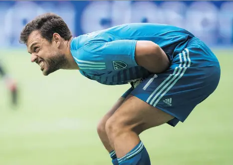  ?? DARRYL DYCK/THE CANADIAN PRESS ?? The Vancouver Whitecaps have “everything to play for,” says goalkeeper Stefan Marinovic, as the team prepares to take on the last-place Earthquake­s today in San Jose while sitting three points back of the final playoff spot in the Western Conference.