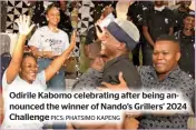  ?? PICS: PHATSIMO KAPENG ?? Odirile Kabomo celebratin­g after being announced the winner of Nando’s Grillers’ 2024 Challenge