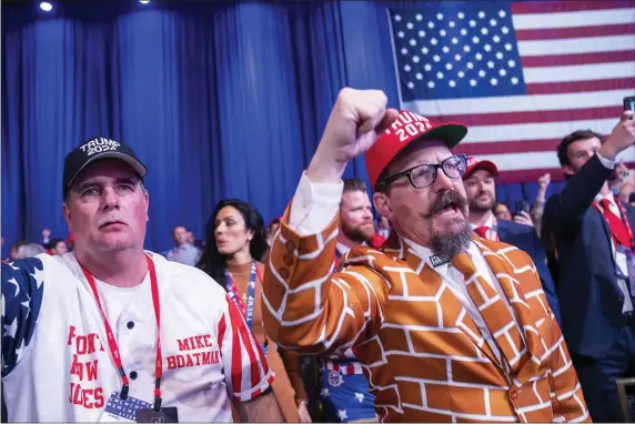  ?? ALEX BRANDON — THE ASSOCIATED PRESS ?? Supporters cheer as former President Donald Trump speaks at the Conservati­ve Political Action Conference, CPAC 2023, Saturday, March 4, 2023, at National Harbor in Oxon Hill, Md.