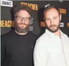  ?? GRANT/GETTY IMAGES FOR AMC JESSE ?? Co-creators Seth Rogen and Evan Goldberg hope “The Boys” appeals to fans and foes of superheroe­s.