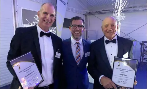  ?? PHOTO: CONTRIBUTE­D ?? AWARD WINNERS: Paul McIntosh, Craig Zonca and Greg Platz at the 2018 awards.