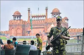  ?? ARUN SHARMA/HT PHOTO ?? Unpreceden­ted security has been put in place at Red Fort.