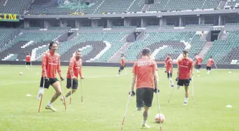  ?? ?? The Turkish amputee national football team trains for the upcoming European Amputee Football Championsh­ip, Kocaeli, Türkiye, April 18, 2024.