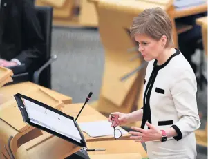  ??  ?? No let-up Nicola Sturgeon outlined the tighter restrictio­ns at Holyrood on Wednesday