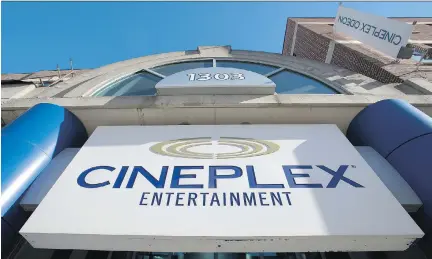  ?? PETER
J. THOMPSON FILES ?? Cineplex Inc. shares closed up $2.07 in trading in Toronto on Tuesday — that’s 4.43 per cent to $48.75.