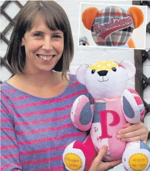  ??  ?? ●● Jane Hext’s business ‘Titchy’ specialise­s in designing and making unique hand-made gifts and keepsake bears using children’s outgrown baby clothes