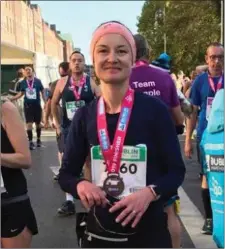  ??  ?? West Muskerry AC Valerie Neville competing in the recent Dublin City Marathon.