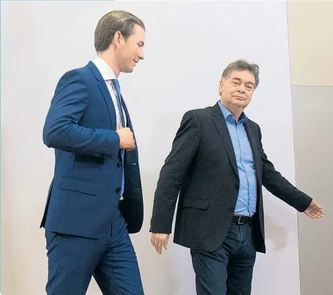  ??  ?? Läuft alles nach Plan, werden ÖVP-Chef Sebastian Kurz (links) und Grünen-Chef Werner Kogler am 7. Jänner als Kanzler respektive Vizekanzle­r angelobt.