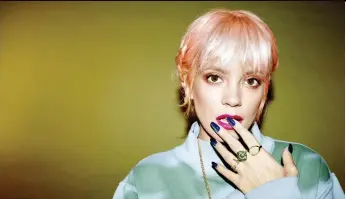  ??  ?? SelfInflic­ted Lily Allen turns her sharp tongue inward on “No Shame.”