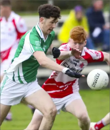  ??  ?? Oisín Foley of Crosssabeg-Ballymurn racing on to the ball during Saturday’s victory against Ballon.