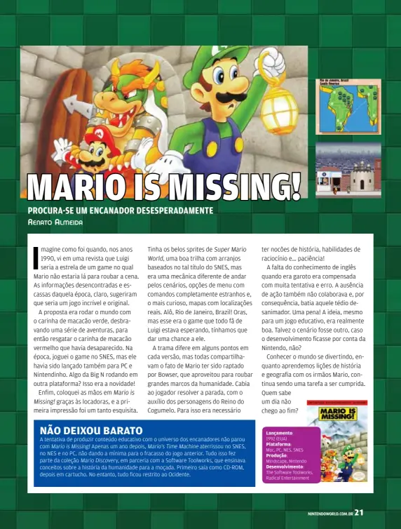 Jogo Usado Mario Is Missing Super Nintendo - Game Mania