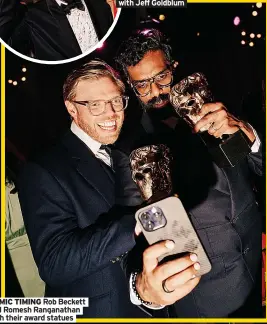  ?? ?? COMIC TIMING Rob Beckett and Romesh Ranganatha­n with their award statues