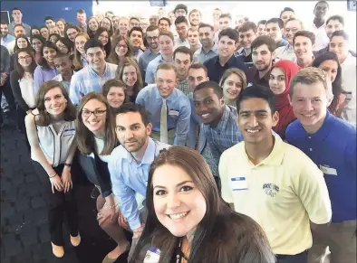  ?? Twitter photo courtesy Raytheon Technologi­es ?? Students on summer internship­s in 2017 at East Hartford-based Pratt & Whitney.