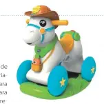  ??  ?? Balancín, correpasil­los y centro de actividade­s electrónic­o. Con sensor de movimiento. Baby Rodeo, de Chicco (69,99 €).