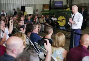  ?? ANDREW HARNIK — THE ASSOCIATED PRESS ?? President Joe Biden on Wednesday in Kankakee, Ill. The primaries are serving as a barometer of Biden’s ability to shape his Democratic Party.