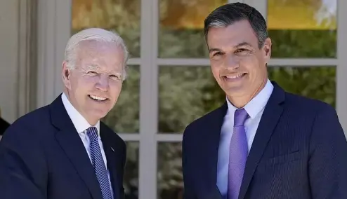  ?? ?? President Joe Biden and Spain's Prime Minister Pedro Sánchez meet at the Palace of Moncloa in Madrid, June 28, 2022.