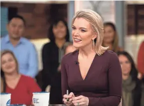  ?? NATHAN CONGLETON/NBC VIA AP ?? Megyn Kelly on her show “Megyn Kelly Today” on Oct. 22, the day before her controvers­ial remarks led to the show being canceled and negotiatio­ns for her departure from NBC News.