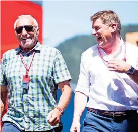  ?? GEPA PICTURES/ DANIEL GOETZHABER ?? Dietrich Mateschitz, hier beim Formel-1-GP in Spielberg im Juni 2019, mit Thomas Überall