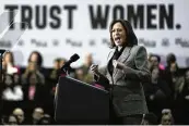  ?? MORRY GASH / ASSOCIATED PRESS ?? Vice President Kamala Harris speaks in Big Bend, Wis., on Monday, the first in a series of planned events that will focus on abortion rights.