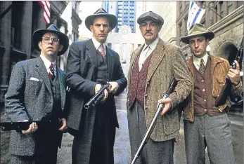  ??  ?? Charles Martin Smith, Kevin Costner, Sean Connery and Andy Garcia in the 1987 movie