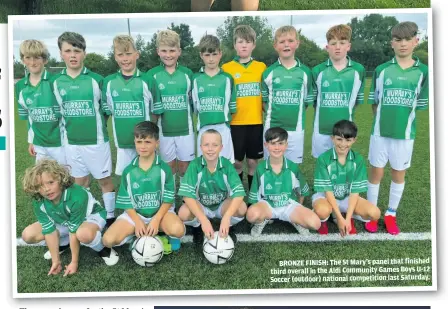  ?? ?? BRONZE FINISH: The St Mary’s panel that finished third overall in the Aldi Community Games Boys U-12 Soccer (outdoor) national competitio­n last Saturday.