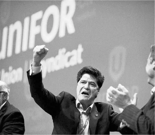  ?? Galit Rodan
/ The Canadian
Press files ?? Unifor president Jerry Dias says the idea of a $40-million war chest to fight the federal Conservati­ves before the election writ is dropped is “utterly ridiculous.” “We will certainly be involved where we can make a difference,” Dias says.