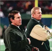  ?? THE NEW YORK TIMES ?? Former New England coach Bill Belichick (left, in 1999 with Bill Parcells) is the Falcons’ No. 1 target to replace Arthur Smith, who was fired after three seasons as head coach. Belichick is the first person to receive a second interview.