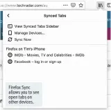  ??  ?? Firefox Sync allows you to see open tabs on other devices.