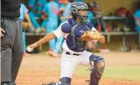  ?? STEPHEN M. DOWELL/ORLANDO SENTINEL ?? Montverde Academy catcher A.J. Goytia has helped the Eagles reach the Florida League Invitation­al title game at Sanford Memorial Stadium.